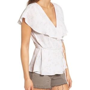 June & Hudson Cape Sleeve Wrap Top - Size Small